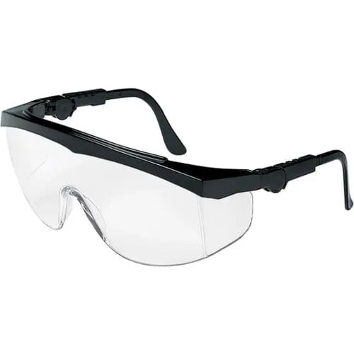 Centerline Dynamics PPE MCR Safety TK110 Crews Tomahawk Wraparound Safety Glasses, Clear Lens, Black Frame