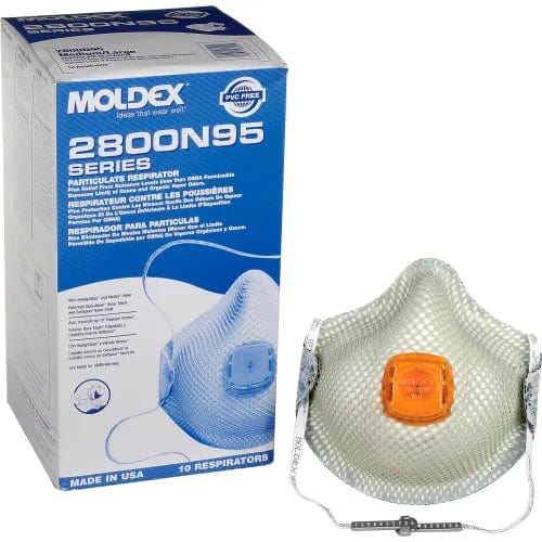 Centerline Dynamics PPE Moldex 2800N95 2800 Series N95 Particulate Respirator Mask, HandyStrap & Ventex Valve, M/L, 10/Box