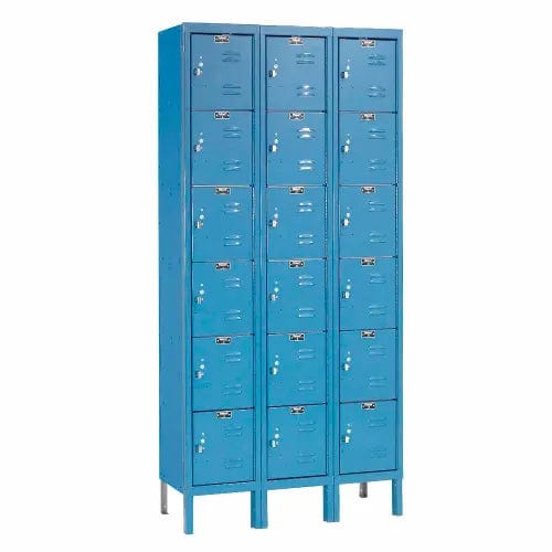 Centerline Dynamics Premium Kd Box Lockers Blue / Assembled Hallowell 6-Tier 18 Door Premium Locker, 36"W x 12"D x 78"H