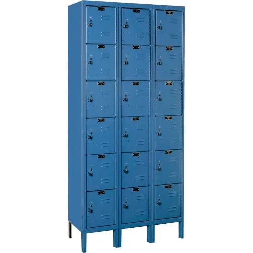 Centerline Dynamics Premium Kd Box Lockers Blue / Assembled Hallowell 6-Tier 18 Door Premium Locker, 36"W x 15"D x 78"H