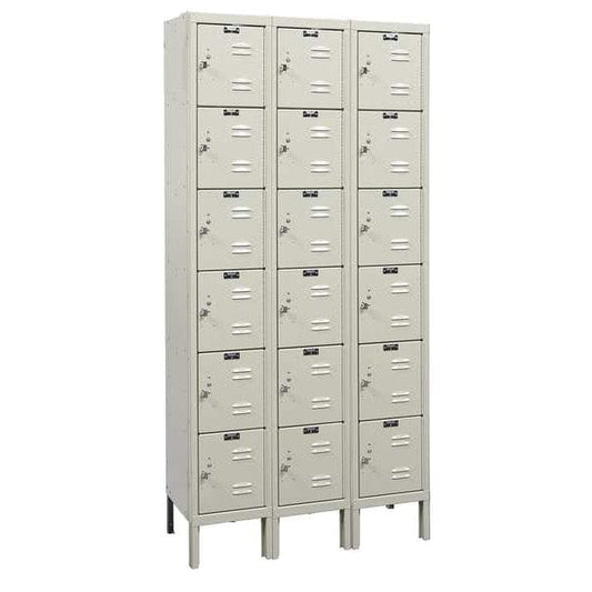 Centerline Dynamics Premium Kd Box Lockers Tan / Assembled Hallowell 6-Tier 18 Door Premium Locker, 36"W x 12"D x 78"H