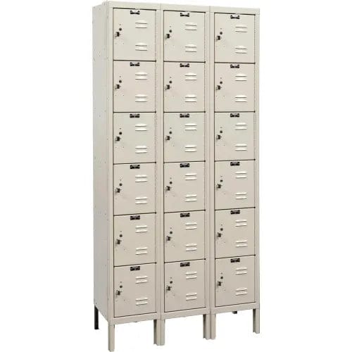 Centerline Dynamics Premium Kd Box Lockers Tan / Assembled Hallowell 6-Tier 18 Door Premium Locker, 36"W x 15"D x 78"H