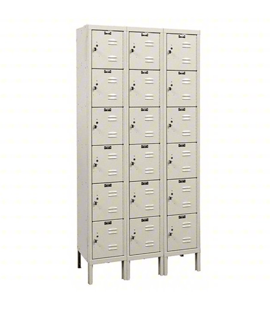 Centerline Dynamics Premium Kd Box Lockers Tan / Assembled Hallowell 6-Tier 18 Door Premium Locker, 36"W x 18"D x 78"H