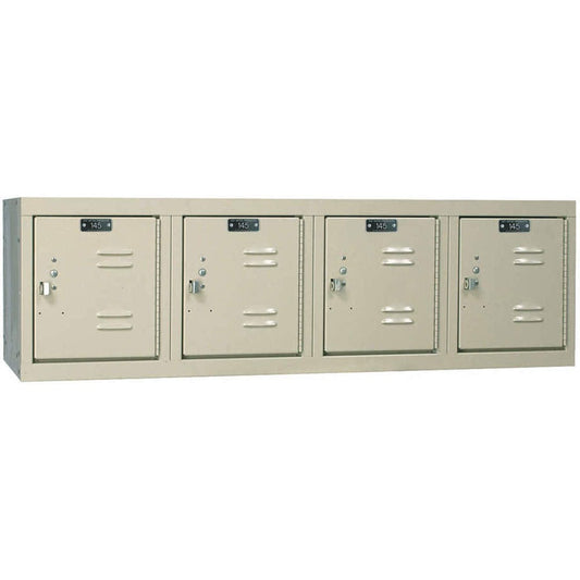 Centerline Dynamics Premium Kd Specialty Lockers Quickship Tan / Assembled Hallowell Premium Locker, 48"W x 18"D x 14.75"H, 4-Wide Wall Mount