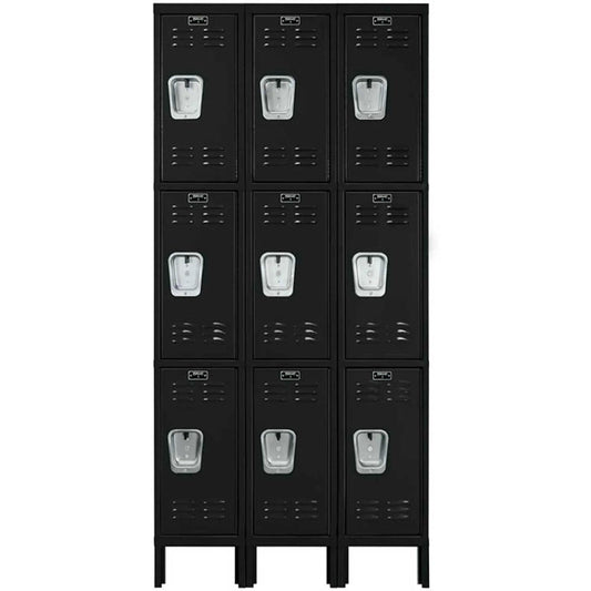 Centerline Dynamics Premium Wardrobe Lockers Black / Assembled Hallowell 3-Tier 9 Door Premium Locker