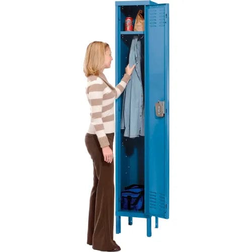 Centerline Dynamics Premium Wardrobe Lockers Hallowell 1-Tier 1 Door Premium Kd Wardrobe Lockers In Stock Blue Assembled U1258-1A-MB