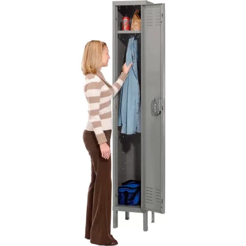 Centerline Dynamics Premium Wardrobe Lockers Hallowell 1-Tier 1 Door Premium Kd Wardrobe Lockers In Stock Dark Gray Assembled U1258-1A-HG