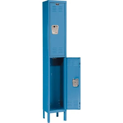 Centerline Dynamics Premium Wardrobe Lockers Hallowell 2-Tier 2 Door Premium Kd Wardrobe Lockers In Stock Blue Assembled U1258-2A-MB