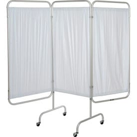 Centerline Dynamics Privacy Screen Drive Medical 3-Panel Patient Privacy Screen, White Vinyl Panels and 1" Dia. Aluminum Tubing