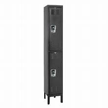 Centerline Dynamics Ready Built Lockers Black Hallowell Ready Built 2-Tier 2 Door Locker, 12"W x 15"D x 78"H Assembled