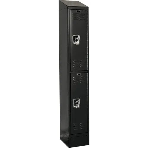 Centerline Dynamics Ready Built Lockers Black Hallowell Ready-Built II 2-Tier 2 Door Locker, 12"W x 12"D x 82"H