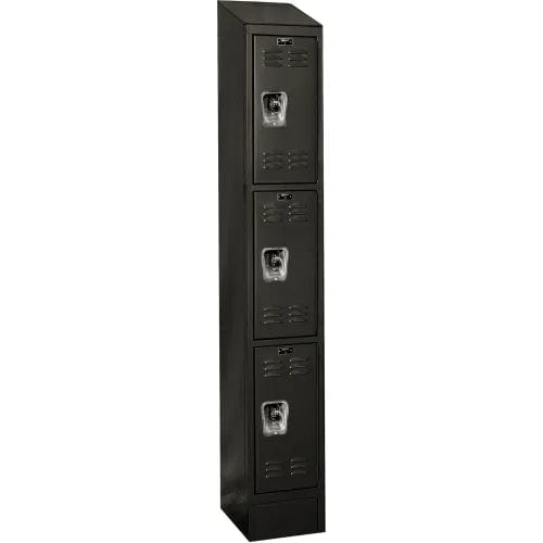 Centerline Dynamics Ready Built Lockers Black Hallowell Ready-Built II 3-Tier 3 Door Locker, 12"W x 12"D x 82"H