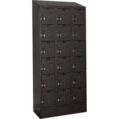 Centerline Dynamics Ready Built Lockers Black Hallowell Ready-Built II 6-Tier 18 Door Locker, 36"W x 12"D x 82"H