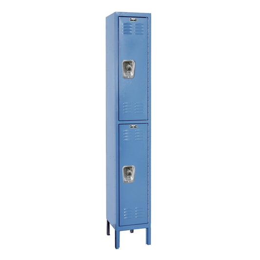 Centerline Dynamics Ready Built Lockers Blue Hallowell Ready Built 2-Tier 2 Door Locker, 12"W x 15"D x 78"H Assembled