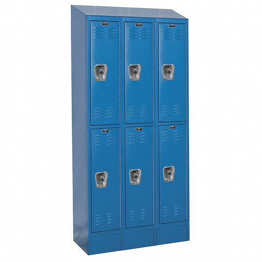 Centerline Dynamics Ready Built Lockers Blue Hallowell Ready-Built II 2-Tier 6 Door Locker, 36"W x 12"D x 84"H