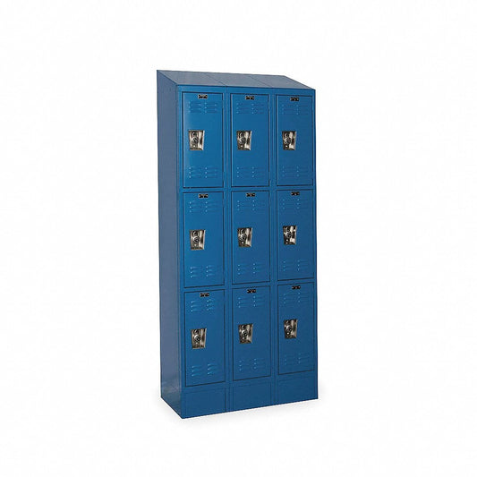 Centerline Dynamics Ready Built Lockers Blue Hallowell Ready-Built II 3-Tier 9 Door Locker, 36"W x 12"D x 82"H