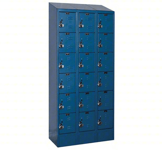 Centerline Dynamics Ready Built Lockers Blue Hallowell Ready-Built II 6-Tier 18 Door Locker, 36"W x 12"D x 82"H