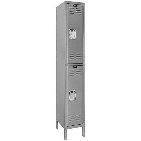 Centerline Dynamics Ready Built Lockers Dark Gray Hallowell Ready Built 2-Tier 2 Door Locker, 12"W x 15"D x 78"H Assembled