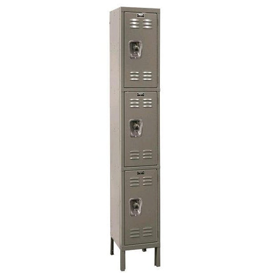 Centerline Dynamics Ready Built Lockers Dark Gray Hallowell Ready Built 3-Tier 3 Door Locker, 12"W x 15"D x 78"H Assembled