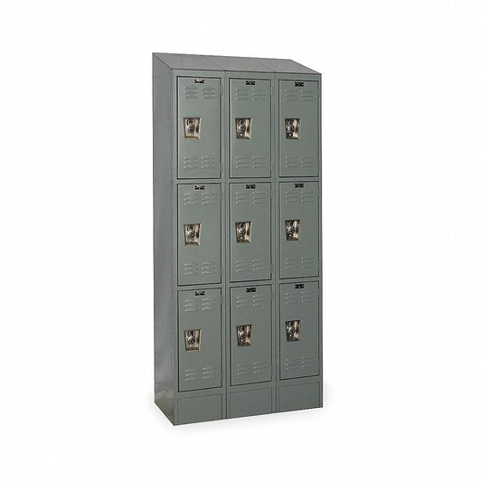 Centerline Dynamics Ready Built Lockers Dark Gray Hallowell Ready-Built II 3-Tier 9 Door Locker, 36"W x 15"D x 83"H