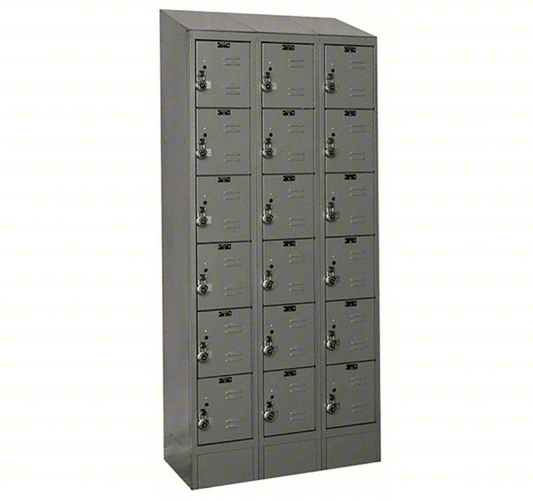 Centerline Dynamics Ready Built Lockers Dark Gray Hallowell Ready-Built II 6-Tier 18 Door Locker, 36"W x 12"D x 82"H