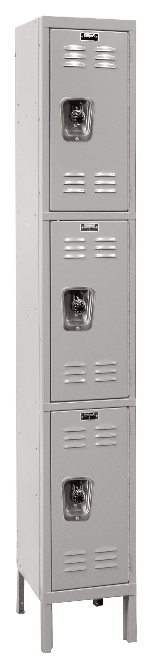 Centerline Dynamics Ready Built Lockers Hallowell Ready Built 3-Tier 3 Door Locker, 12"W x 15"D x 78"H Assembled