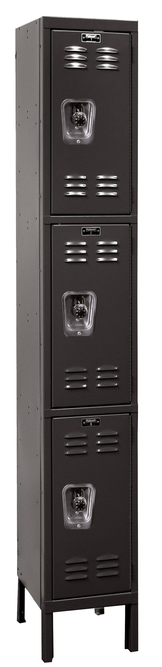 Centerline Dynamics Ready Built Lockers Hallowell Ready Built 3-Tier 3 Door Locker, 12"W x 15"D x 78"H Assembled