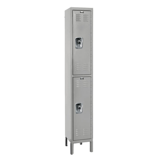 Centerline Dynamics Ready Built Lockers Light Gray Hallowell Ready Built 2-Tier 2 Door Locker, 12"W x 15"D x 78"H Assembled