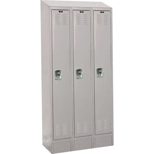 Centerline Dynamics Ready Built Lockers Light Gray Hallowell Ready-Built II 1-Tier 3 Door Locker, 36"W x 12"D x 84"H