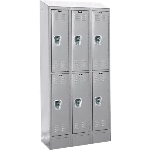 Centerline Dynamics Ready Built Lockers Light Gray Hallowell Ready-Built II 2-Tier 6 Door Locker, 36"W x 12"D x 84"H