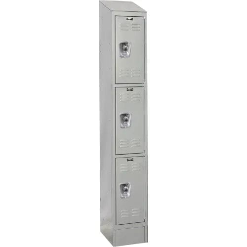 Centerline Dynamics Ready Built Lockers Light Gray Hallowell Ready-Built II 3-Tier 3 Door Locker, 12"W x 12"D x 82"H