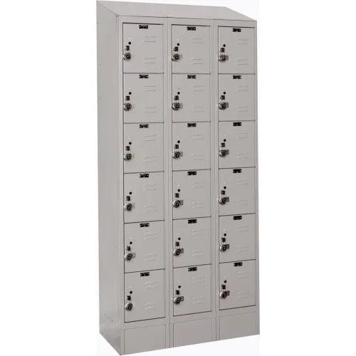 Centerline Dynamics Ready Built Lockers Light Gray Hallowell Ready-Built II 6-Tier 18 Door Locker, 36"W x 12"D x 82"H