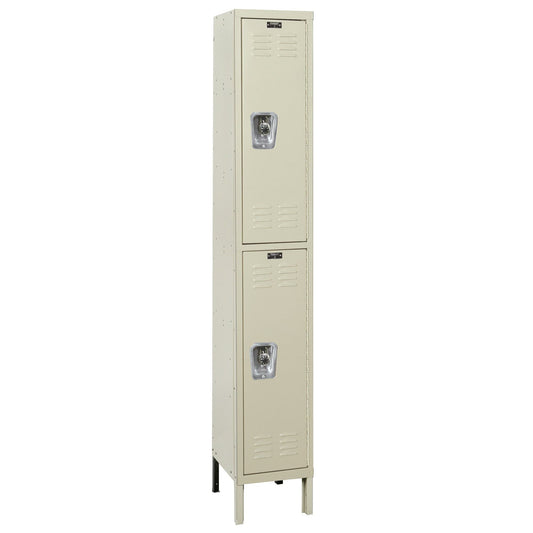 Centerline Dynamics Ready Built Lockers Tan Hallowell Ready Built 2-Tier 2 Door Locker, 12"W x 15"D x 78"H Assembled