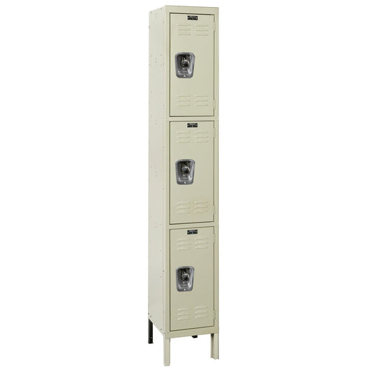 Centerline Dynamics Ready Built Lockers Tan Hallowell Ready Built 3-Tier 3 Door Locker, 12"W x 15"D x 78"H Assembled