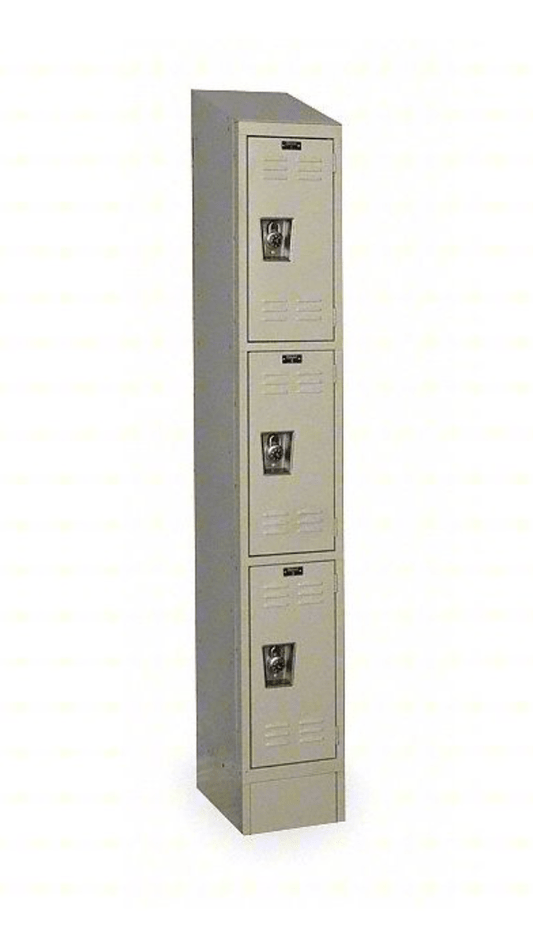 Centerline Dynamics Ready Built Lockers Tan Hallowell Ready-Built II 3-Tier 3 Door Locker, 12"W x 18"D x 84"H