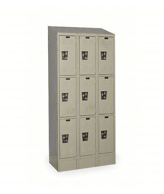 Centerline Dynamics Ready Built Lockers Tan Hallowell Ready-Built II 3-Tier 9 Door Locker, 36"W x 12"D x 82"H