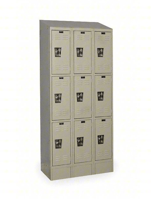 Centerline Dynamics Ready Built Lockers Tan Hallowell Ready-Built II 3-Tier 9 Door Locker, 36"W x 15"D x 83"H