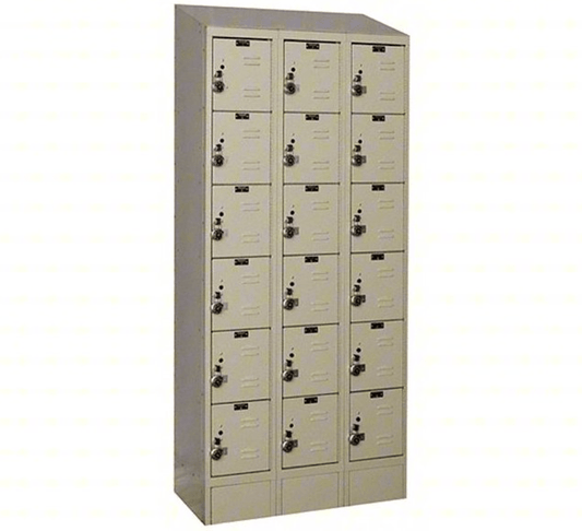 Centerline Dynamics Ready Built Lockers Tan Hallowell Ready-Built II 6-Tier 18 Door Locker, 36"W x 12"D x 82"H