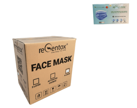 Centerline Dynamics Regentox 3-Ply Protection Plus Surgical Masks with Ear Loops, Blue