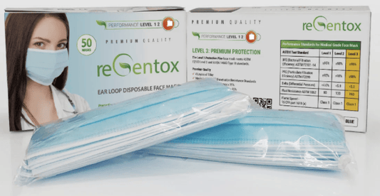 Centerline Dynamics Regentox 3-Ply Protection Plus Surgical Masks with Ear Loops, Blue