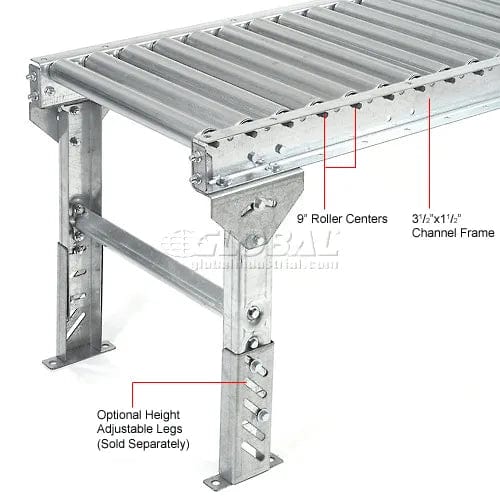 Centerline Dynamics Roller Conveyors Omni Metalcraft GPHS1.9X16-18-9-10-LL 1.9" Dia. Steel Roller Conveyor Straight Section