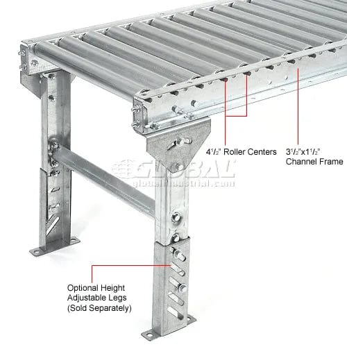 Centerline Dynamics Roller Conveyors Omni Metalcraft GPHS1.9X16-36-4.5-10-LL 1.9" Dia. Steel Roller Conveyor Straight Section