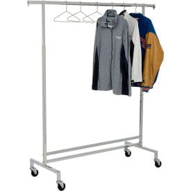 Centerline Dynamics Rolling Racks Amko Displays Single Hangrail Rolling Clothes Rack (K43), Chrome, Heavy Duty Square Tubing