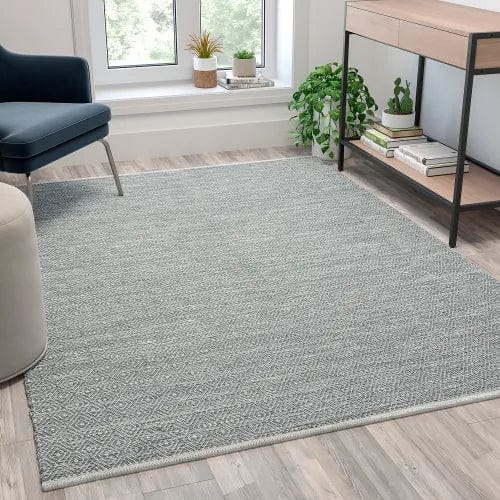 Centerline Dynamics Rugs 5' x 7' Handwoven Indoor/Outdoor Diamond Pattern Area Rug, Gray