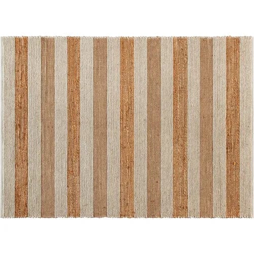 Centerline Dynamics Rugs 5' x 7' Handwoven Striped Jute Blend Area Rug, Natural