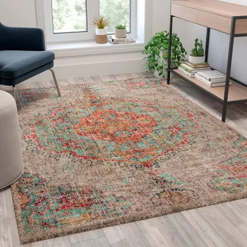 Centerline Dynamics Rugs Distressed Medallion Area Rug, 5' x 7', Gray Multi Polyester