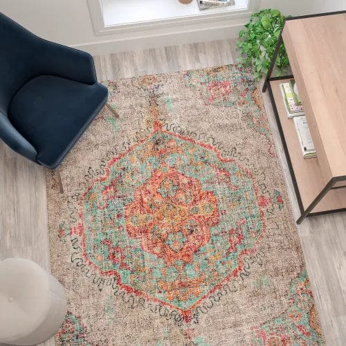 Centerline Dynamics Rugs Distressed Medallion Area Rug, 5' x 7', Gray Multi Polyester