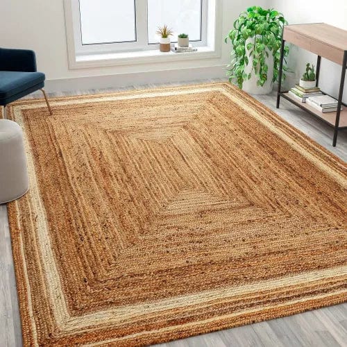 Centerline Dynamics Rugs Natural Fiber Jute Area Rug 8' x 10' - Braided Indoor Jute Rug - Natural