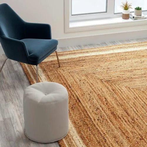 Centerline Dynamics Rugs Natural Fiber Jute Area Rug 8' x 10' - Braided Indoor Jute Rug - Natural