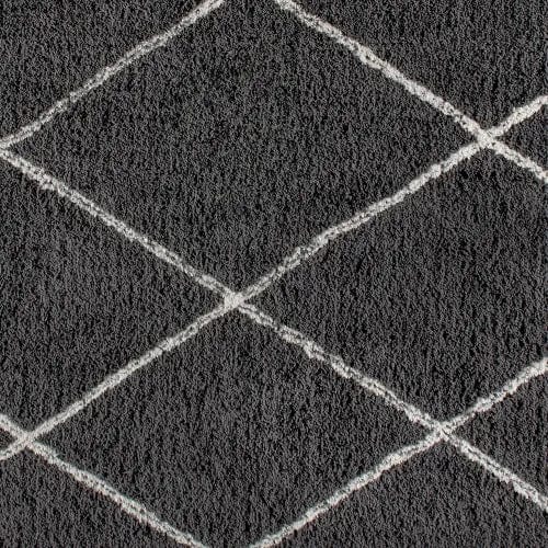 Centerline Dynamics Rugs Shag Style Diamond Trellis Area Rug, 5' x 7', Charcoal/Ivory Polyester